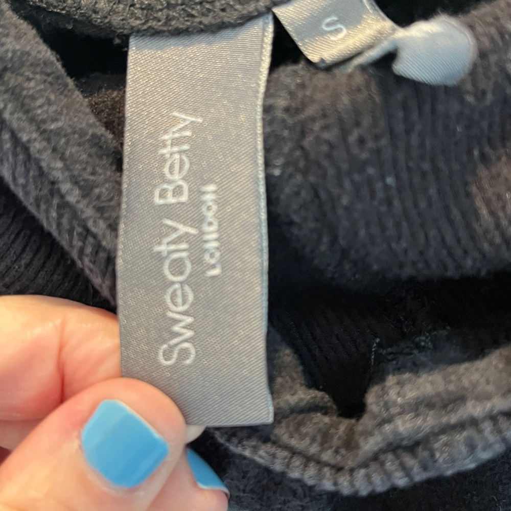 Sweaty Betty Escape Luxe Black Velour Funnel Neck Hoodie S - Picture 7 of 9
